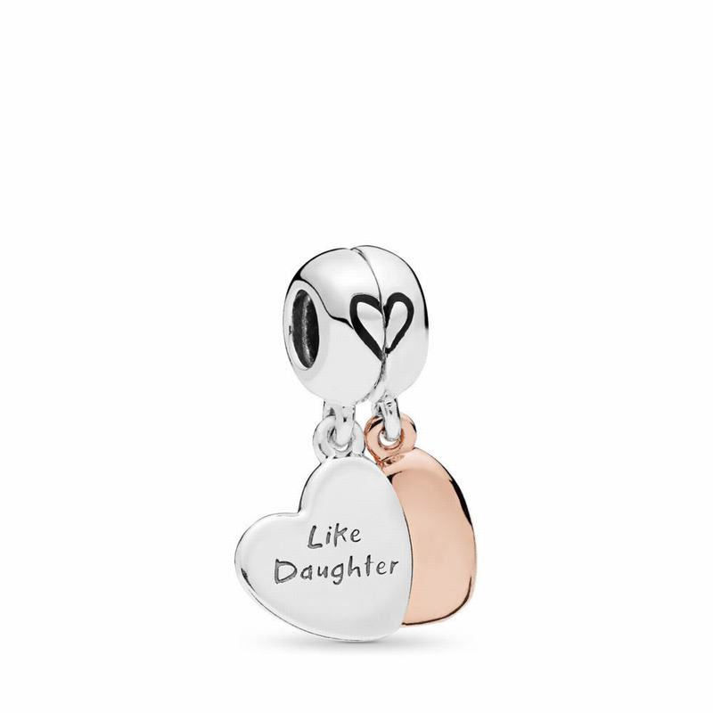 Pandora Mother & Daughter Love Dangle Charm - Pandora Rose/Sterling Silver/Enamel/Black - Canada | K